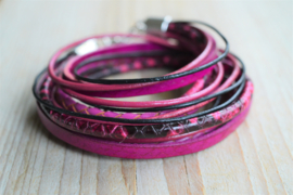 DIY Pakket Armband XL D Fuchsia/Zwart