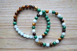 Armband Malachiet-Tijgeroog-Aquamarijn 6 mm