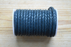 Rondgevlochten leer 5 mm Donkerblauw per 10 cm