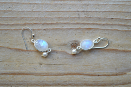 Sterling zilver Oorbellen met Maansteen en Zoetwaterparel