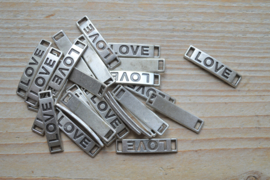 Metalen tussenstuk 'Love' ca. 6 x 28 mm per 2 stuks