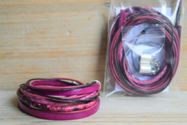 DIY Pakket Armband XL D Fuchsia/Zwart