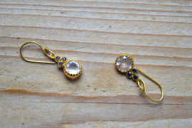 Verguld Sterling zilver Oorbellen met Rozenkwarts met Ioliet