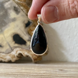 Hanger Onyx in sterling zilver ca. 17 x 34 mm