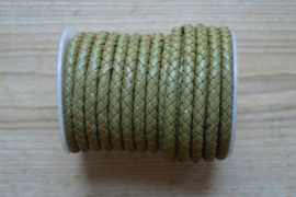 Rondgevlochten leer 6 mm Pistache per 10 cm