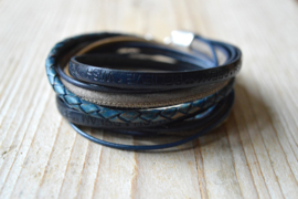 DIY Pakket Armband XL E Blauw/Taupe