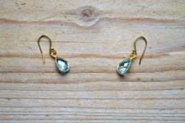 Verguld Sterling zilver Oorbellen met Blauwe Topaas