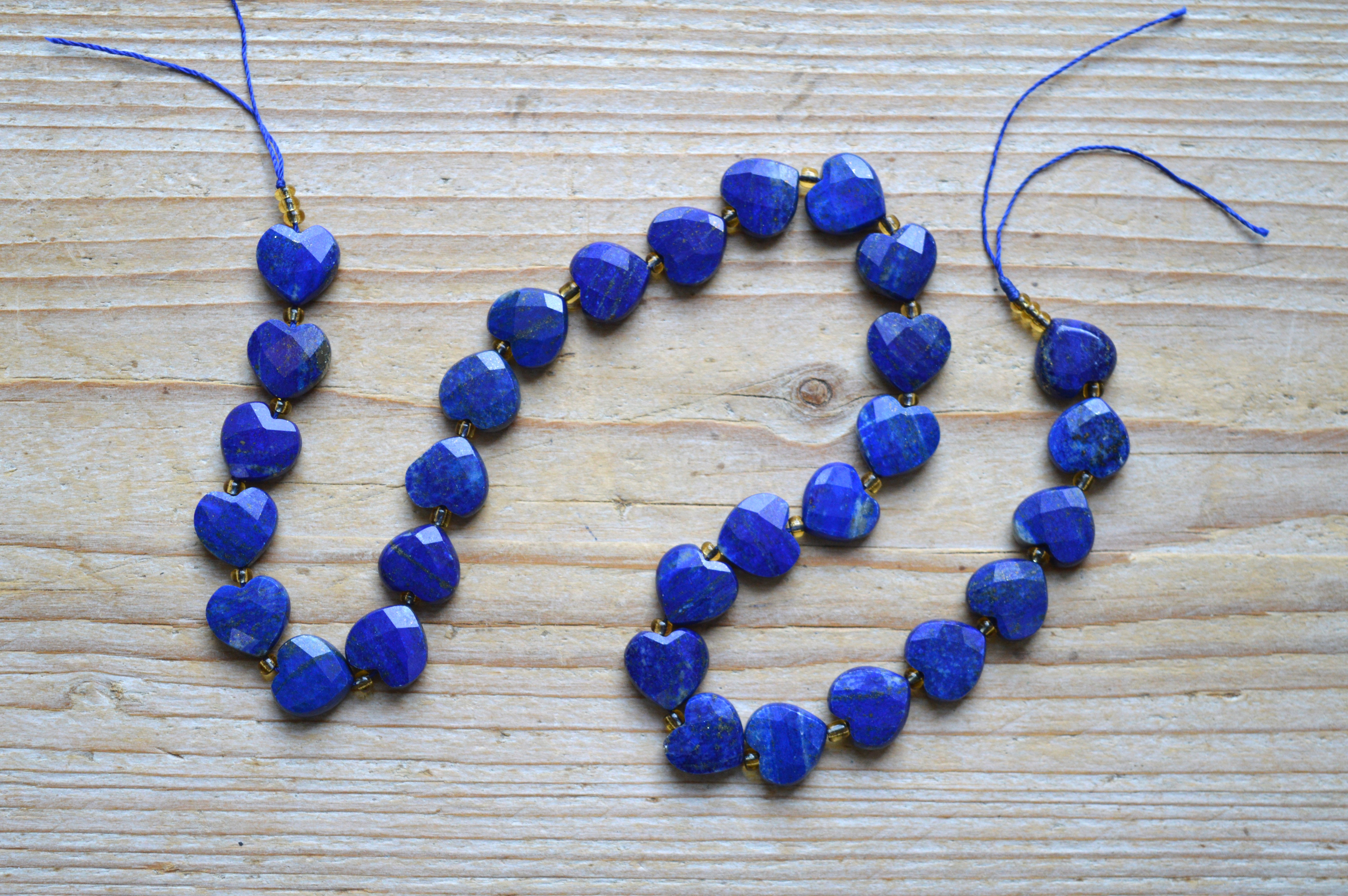 Natuurlijke Lapis Lazuli gefacetteerde platte hartjes ca. 12 mm