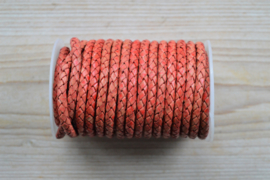 Rondgevlochten leer 5 mm Vintage Rood per 10 cm