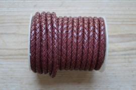 Rondgevlochten leer 6 mm Bordeauxrood per 10 cm