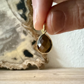 Verguld Sterling zilver hangertje met Rookkwarts