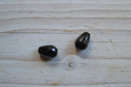 Onyx gefacetteerde ronde druppel ca. 10 x 14 mm per 2