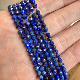 Natuurlijke Lapis Lazuli gefacetteerde ronde kralen ca. 4 mm