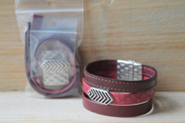 DIY Pakete Lederband mit Magnetverschluss und Lederschieber Bordeaux