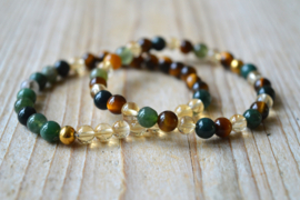 Armband Citrien-Tijgeroog-Mosagaat 6 mm