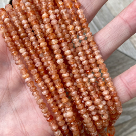 Zonnesteen gefacetteerde rondellen ca. 3 x 4 mm A klasse