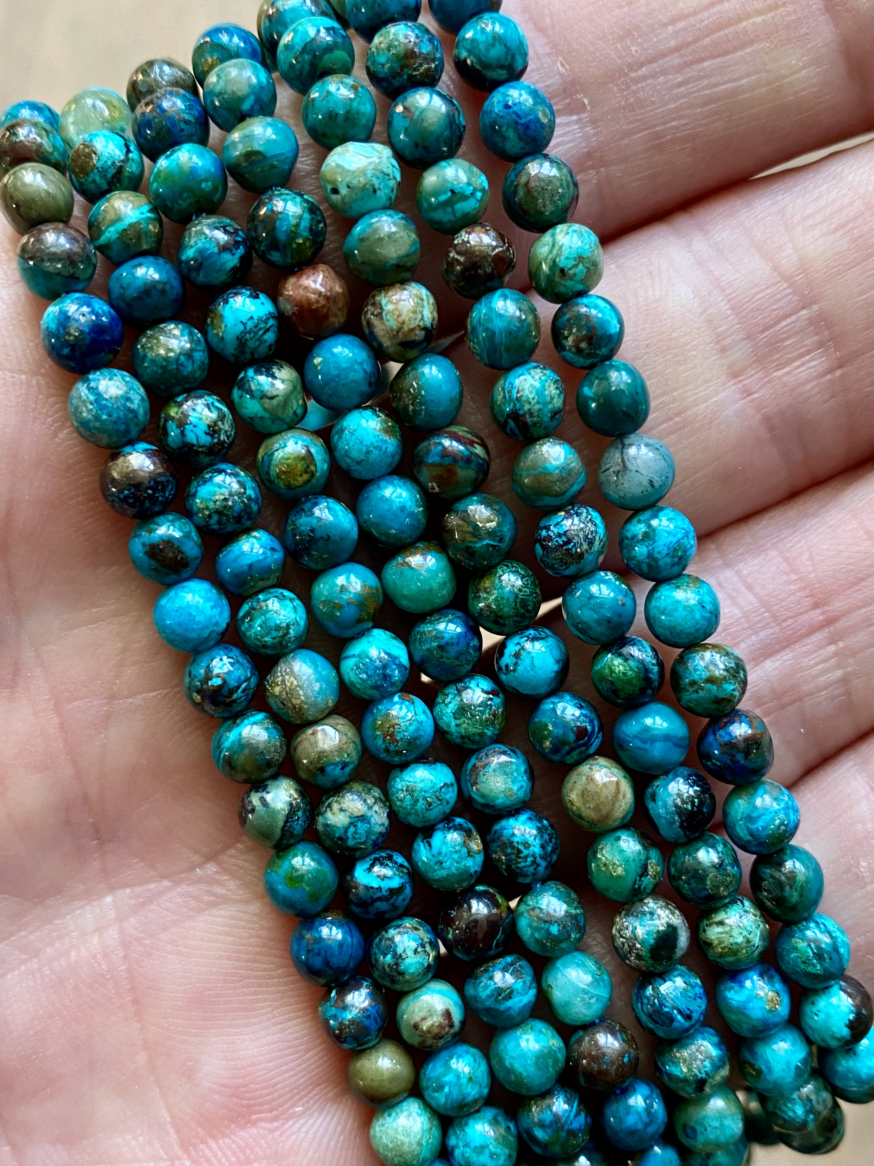Chrysocolla ronde kralen ca. 4 mm A klasse