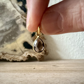 Verguld Sterling zilver hangertje met Rookkwarts