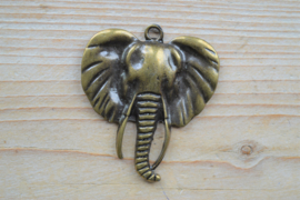 Bronskleurige hanger Olifant ca. 55 x 64 mm