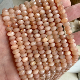 Roze Maansteen gefacetteerde rondellen ca. 5 x 8 mm A klasse