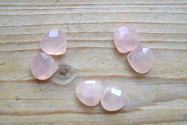 Rozenkwarts gefacetteerde briolettes ca. 15 x 15 mm per 2