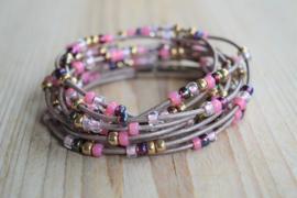 DIY Pakete Armband F 3er Wickelarmband Rosa/Champagne