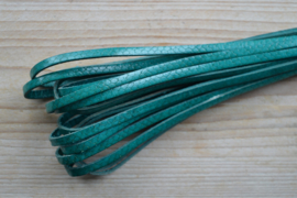 Plat rundleer 5 mm slangeprint Turquoise per 10 cm