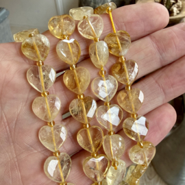 Echte Citrien gefacetteerde platte hartje ca. 12 mm A klasse