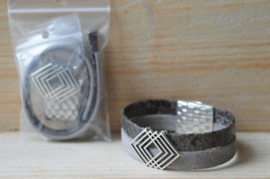 DIY Pakket Armband met magneet en schuiver Grijs/Antraciet