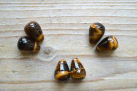 Tijgeroog ronde druppels ca. 8 x 13 mm per 2