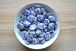 Delft Blaue Perle mit 2 Tulpe ca. 16 x 20 mm (pro Stück)