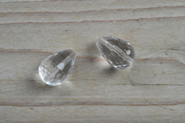 Bergkristal gefacetteerde ronde druppels A klasse ca. 13 x 18 mm per 2