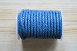 Rondgevlochten leer 6 mm Blauw per 10 cm