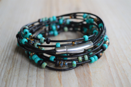 Diy Pakket Armband 3-Wikkelarmband Turquoise/Zwart