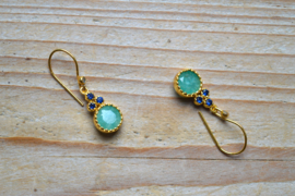 Verguld Sterling zilver Oorbellen met Amazoniet met Ioliet