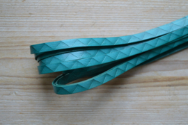 Plat rundleer 10 mm Turquoise met print per 10 cm