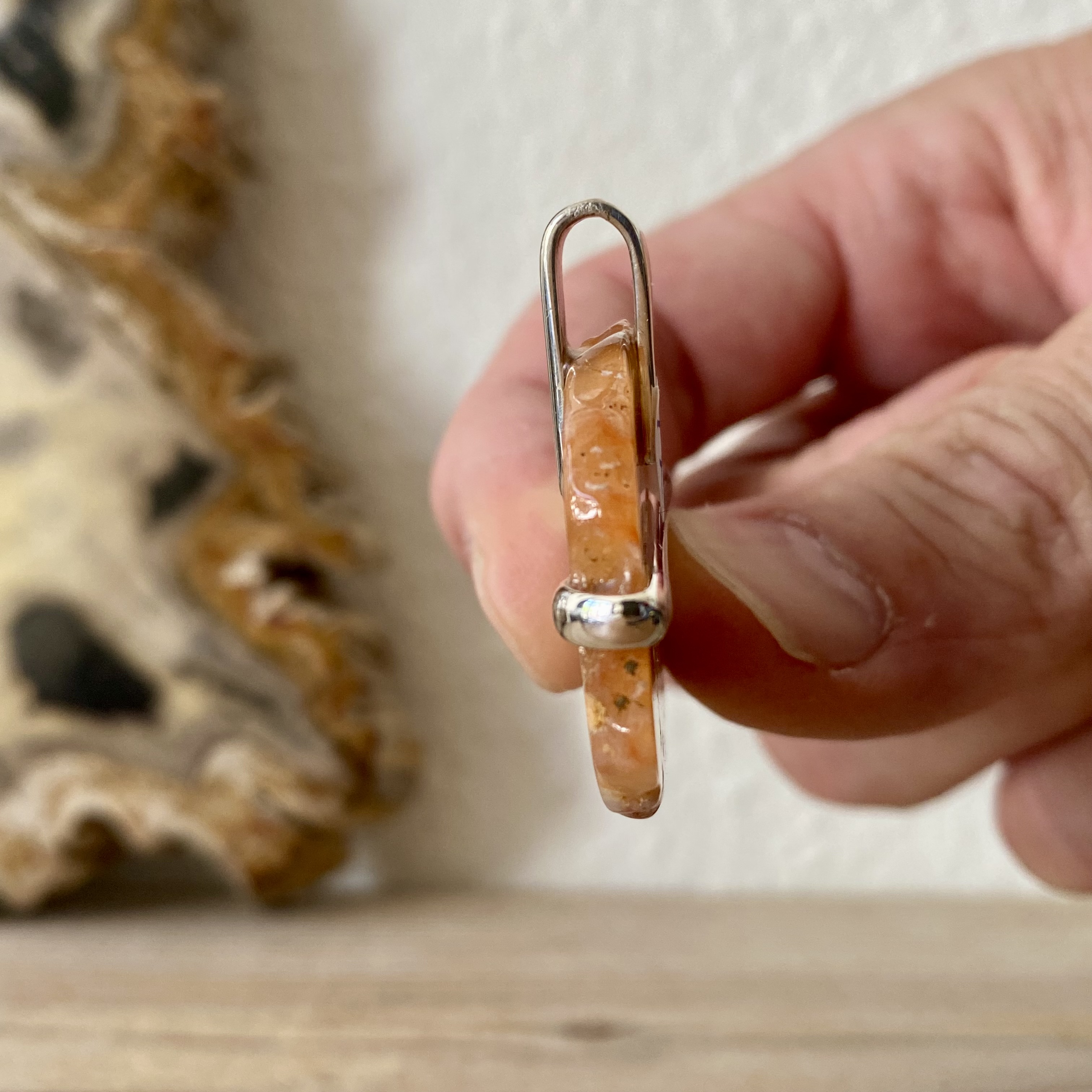 Hanger Agaat in sterling zilver ca. 36 x 39 mm