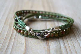 3-Wraparmband met 4 mm Unakiet en tussenstuk met cabochon