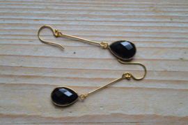 Verguld Sterling zilver Oorbellen met Onyx