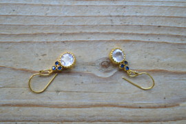 Verguld Sterling zilver Oorbellen met Rozenkwarts met Ioliet