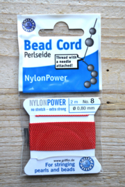 Griffin nylonpower rood dikte 0,8 mm (No 8)