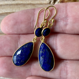 Verguld Sterling zilver Oorbellen met Lapis Lazuli