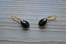 Verguld Sterling zilver Oorbellen met Onyx