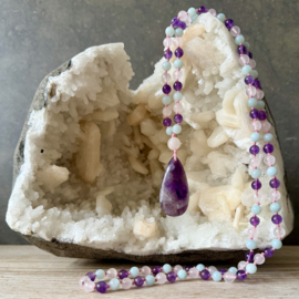 Amazoniet-Rozenkwarts-Amethist Mala