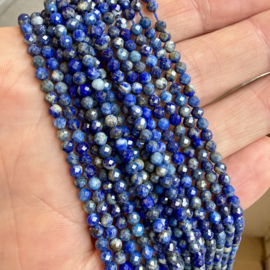 Natuurlijke Lapis Lazuli gefacetteerde ronde kralen ca  3 mm (seedbeads)