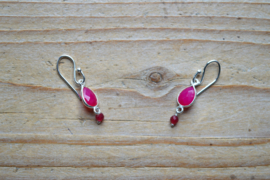 Sterling zilver Oorbellen met Fuchsia Agaat