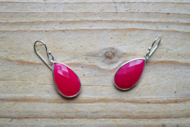 Sterling zilver Oorbellen met Fuchsia Agaat