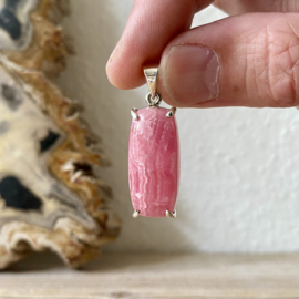 Hanger Rhodochrosiet in sterling zilver ca. 13 x 33 mm