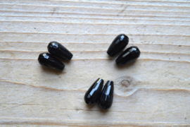 Onyx gefacetteerde ronde druppels ca. 8 x 16 mm per 2