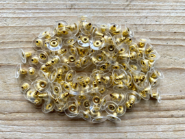 Achterkantjes voor oorbellen goudkleurig ca. 11 mm per 2 stuks